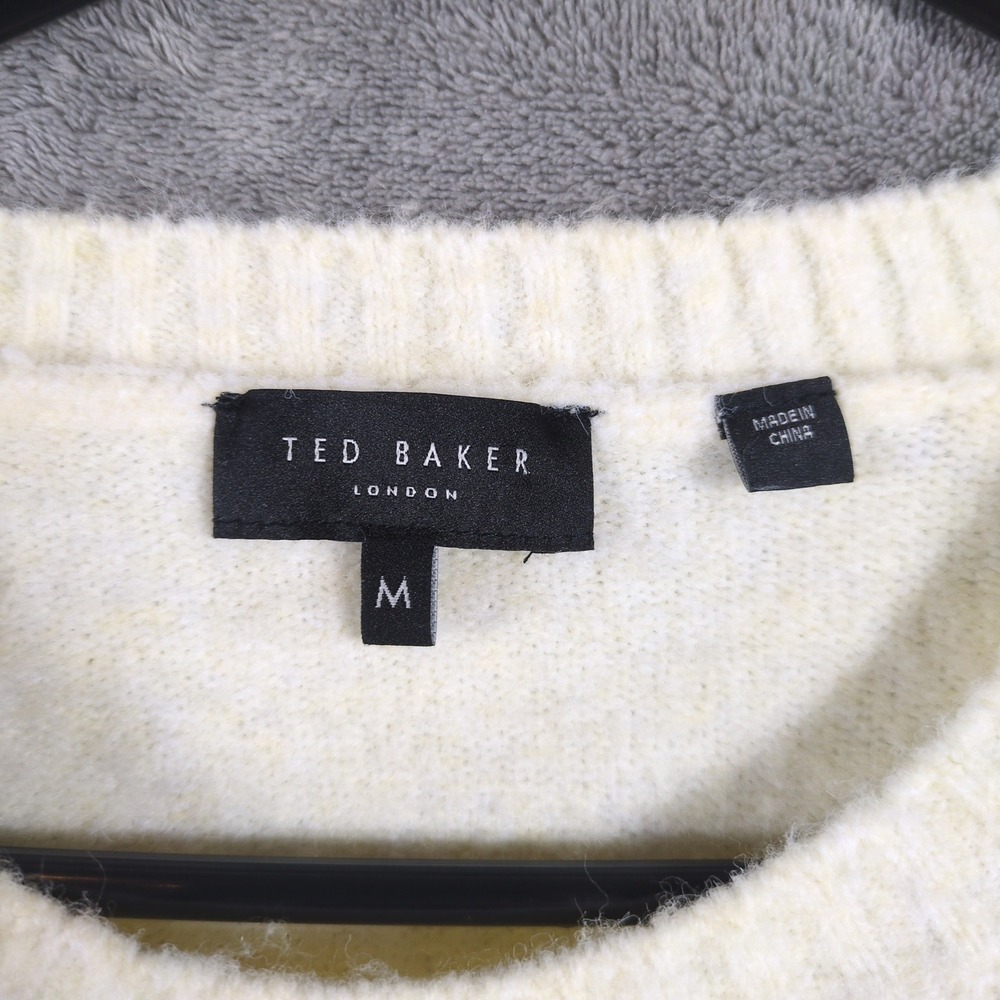 Ted Baker London Womens Floral Intarsia Knit Sweater Cream Blue Wool Alpaca M - Picture 4 of 8